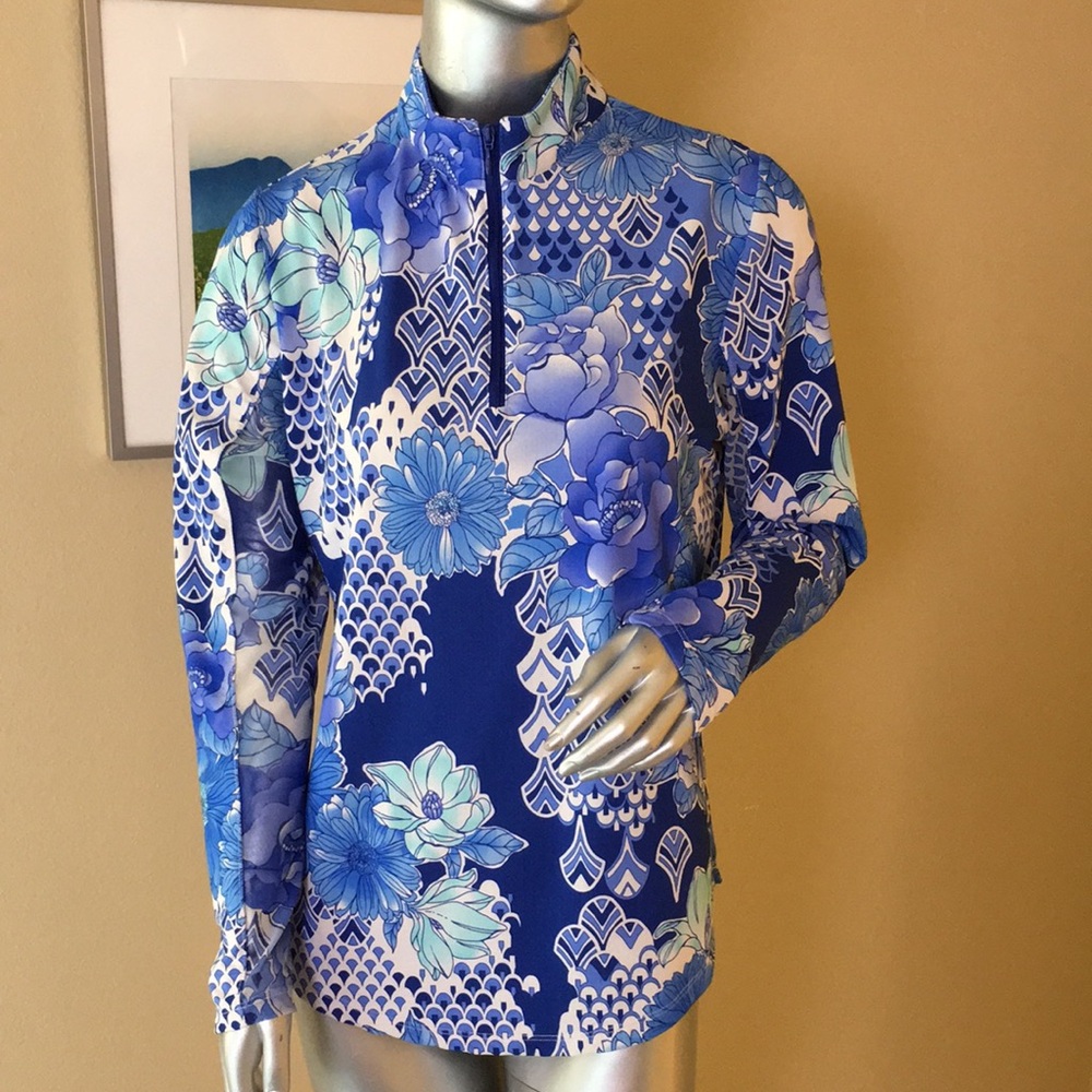 G Lifestyle | Floral Print Long Sleeve Zip Top